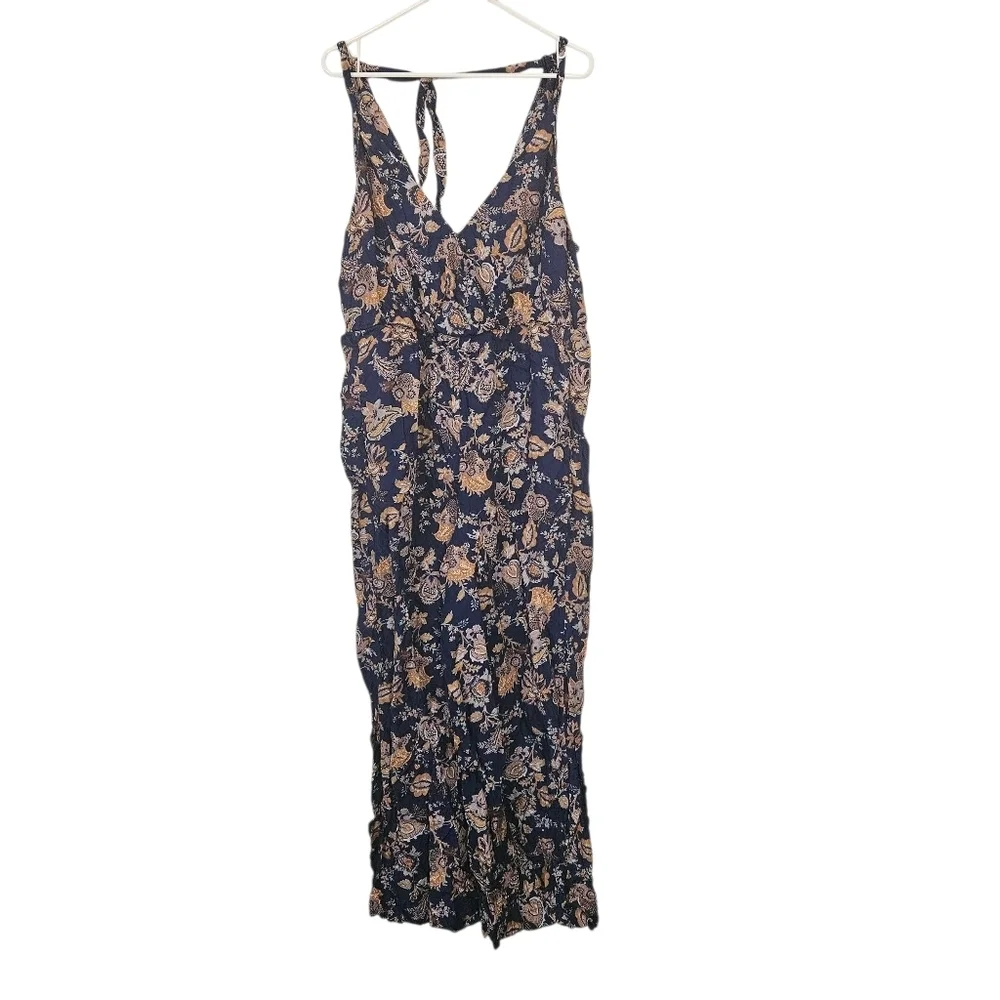 Anthropologie ETT TWA Blue Paisley Jumpsuit Size XL